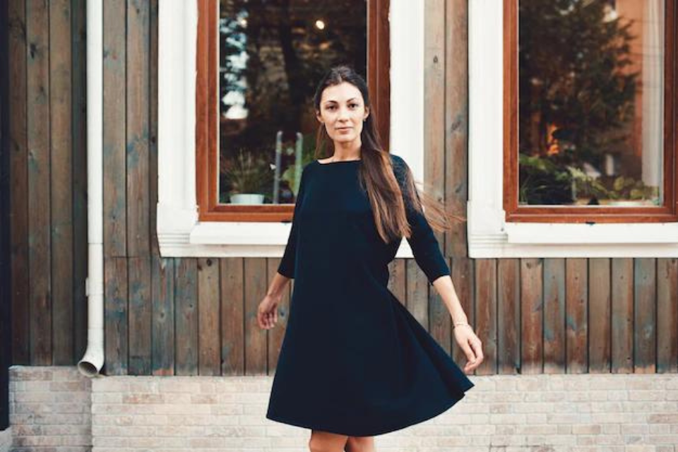 Round Neck Belted Black Dress, M&S