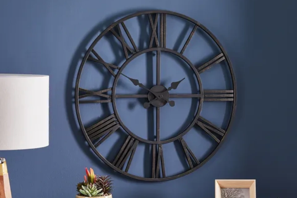 Oversized Skeleton Black Clock