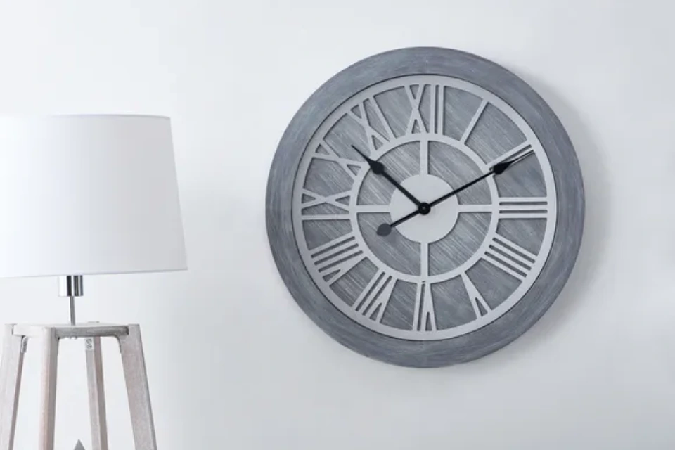 Wooden 60cm Wall Clock Grey
