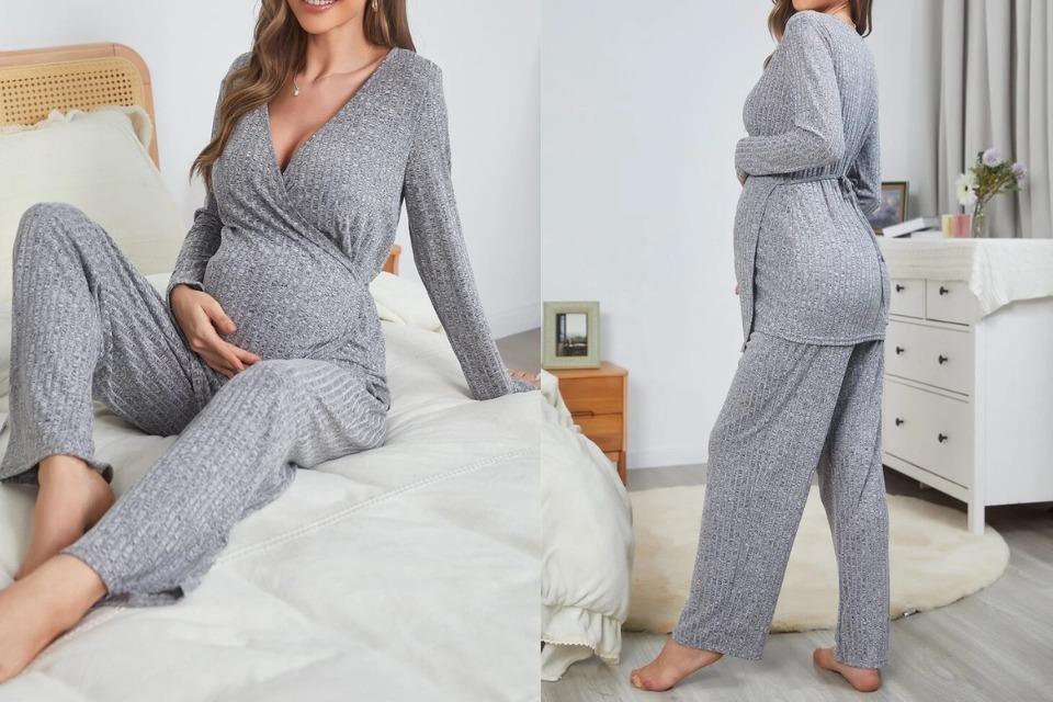 Maternity Surplice - Neck Top & Adjustable Waist Pants