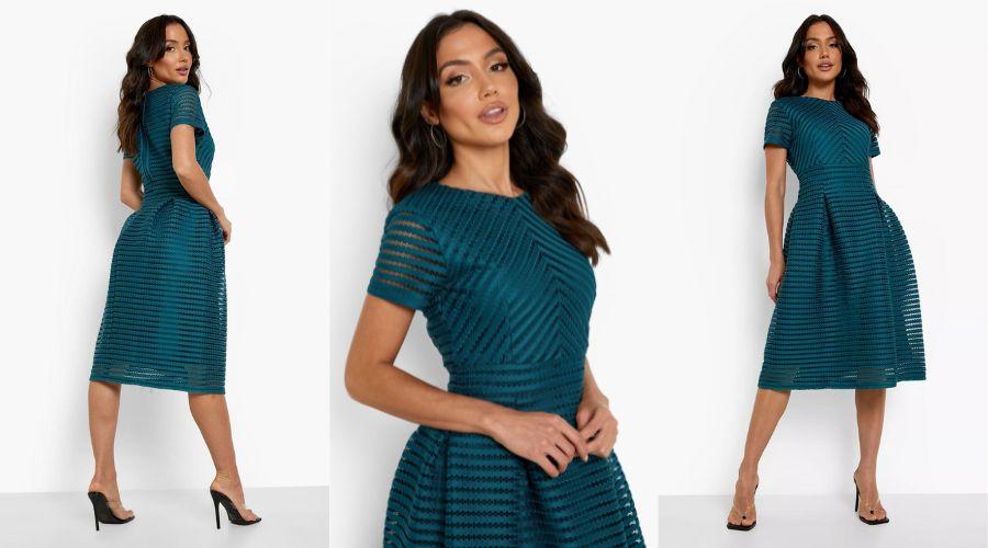 Teal Boutique Full-Skirted Prom Midi Dress