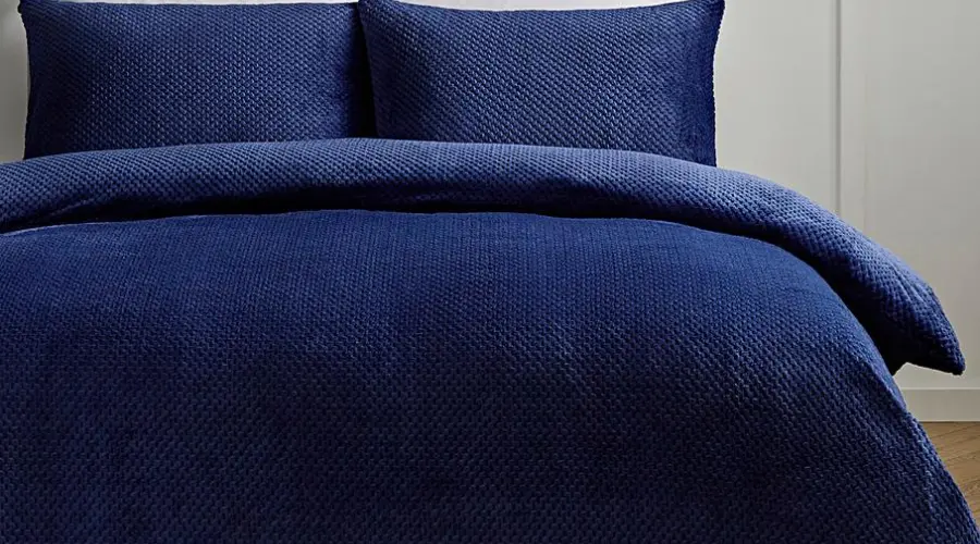 Cozy Textured Navy Fleece Duvet Set