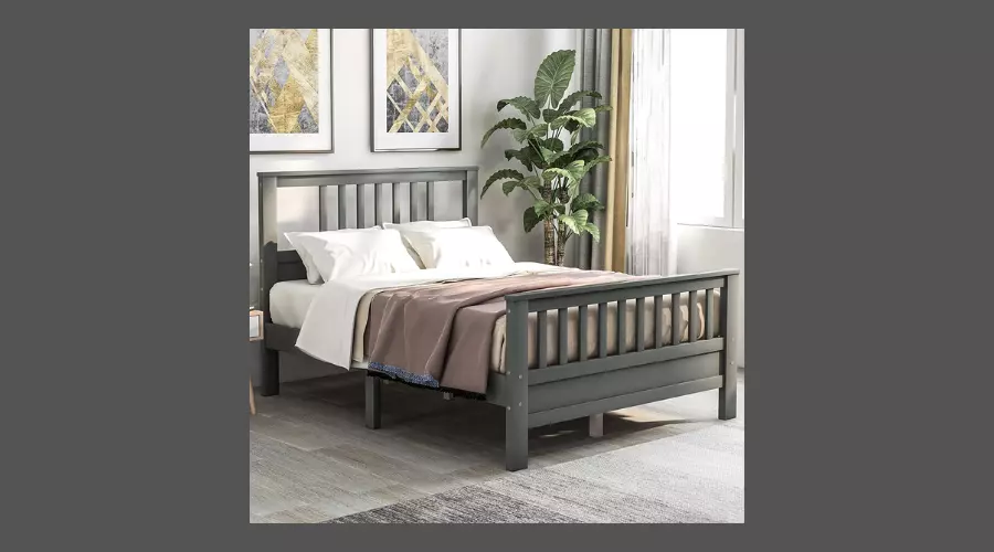 Bed Frame Gray Solid Wood