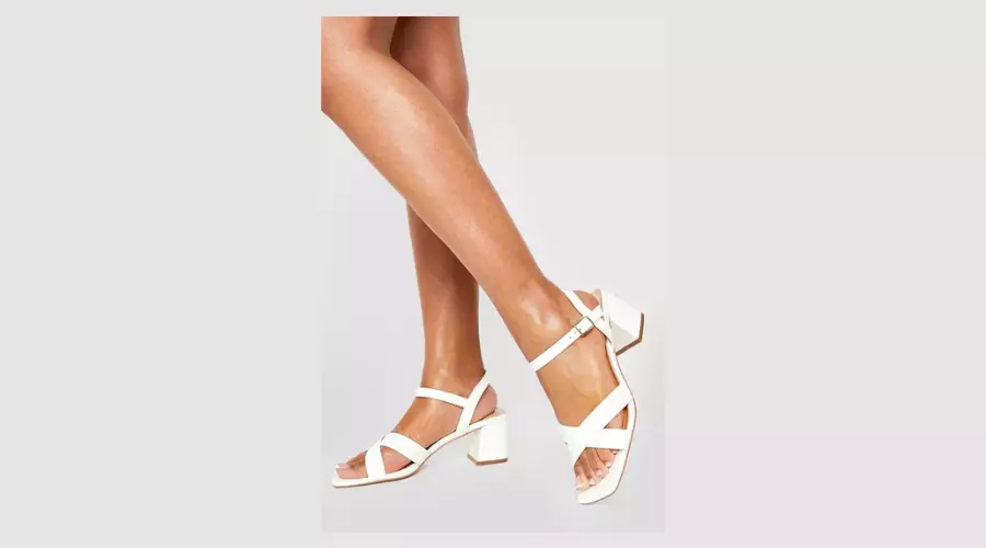 CROC Crossover low-block heeled sandals 