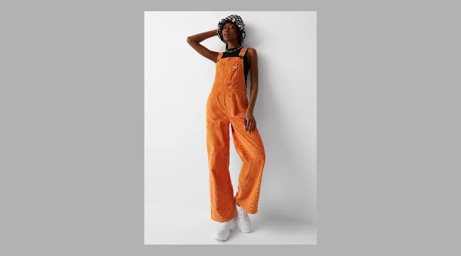 Orange corduroy overalls