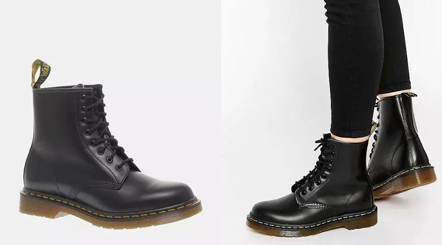 Smooth Leather Lace-Up Boots by Dr Martens 1460