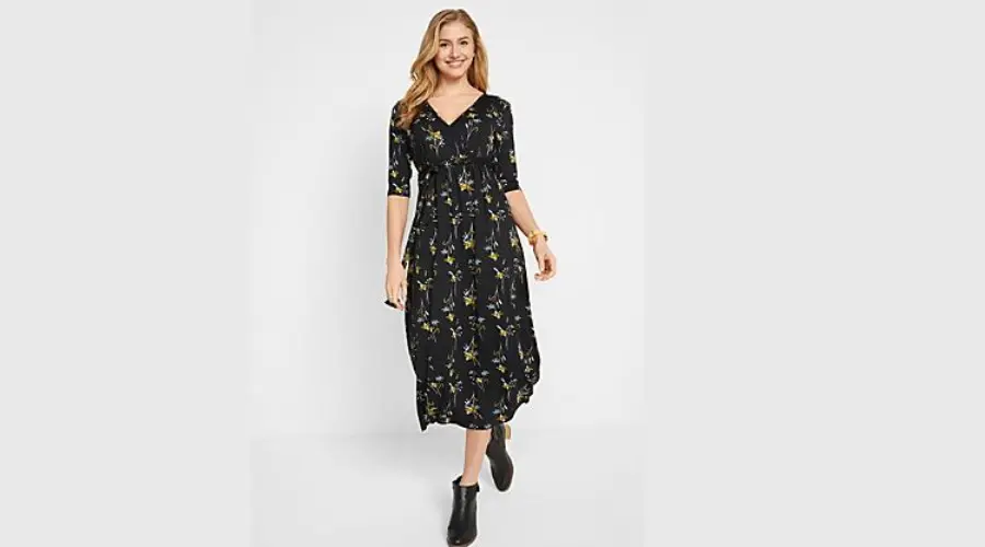 Floral maternity dress with nursing function