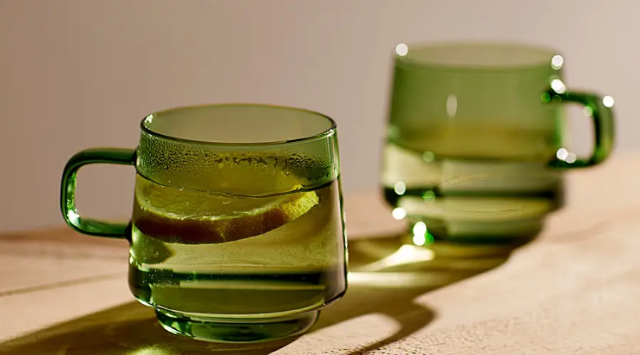 Olive glass cups set of 2