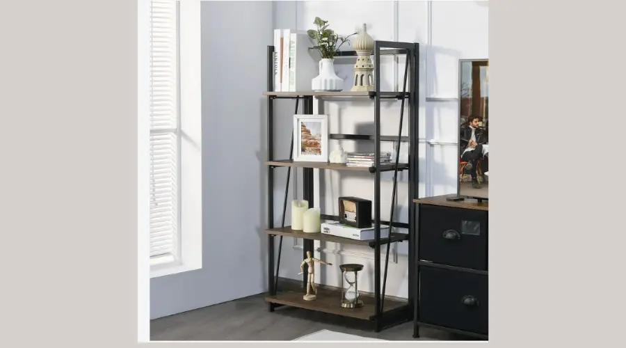 Bookshelf Industrial Bookcase Storage Rack Folding Ladder Shelving Unit