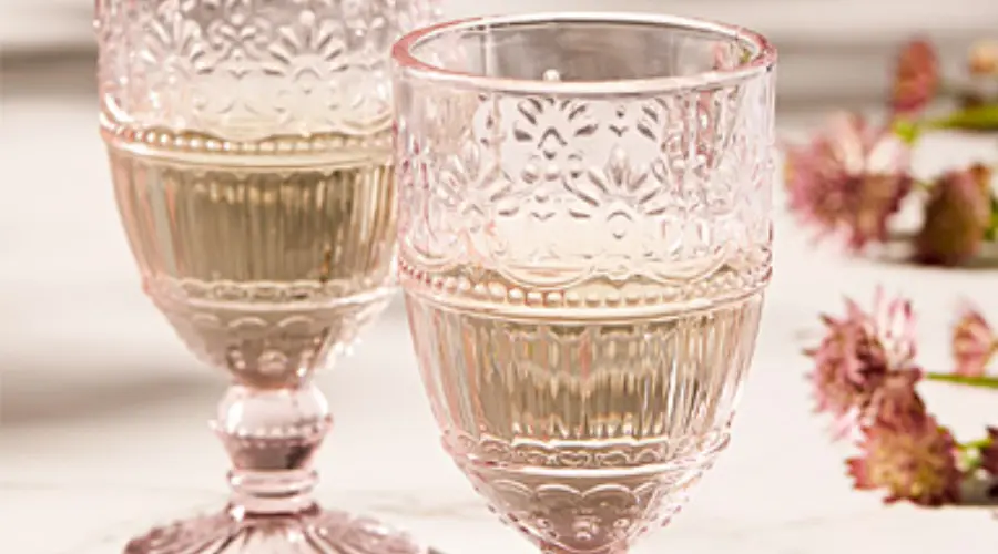 Embossed floral wine glasses set of 2