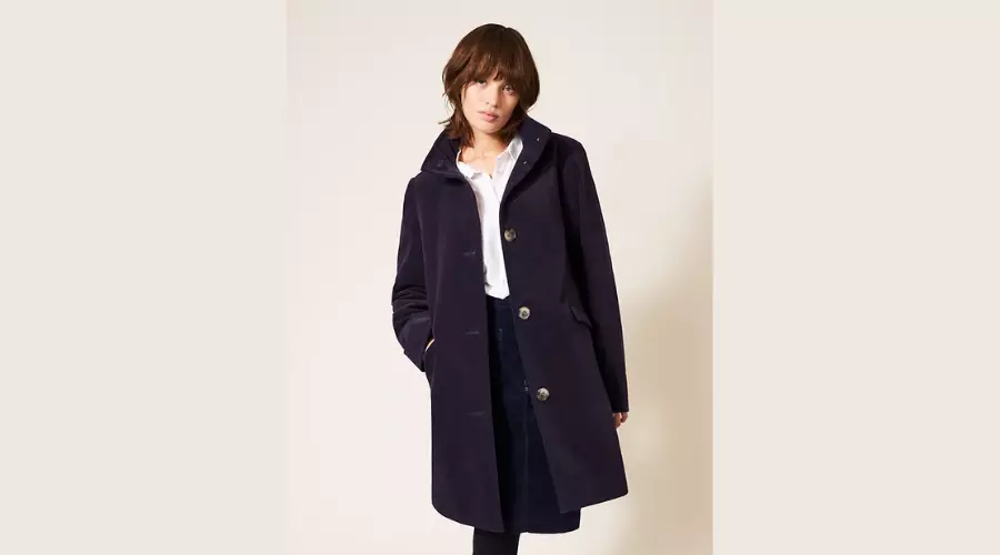 Cotton Rich Velvet Funnel Neck Overcoat for Women