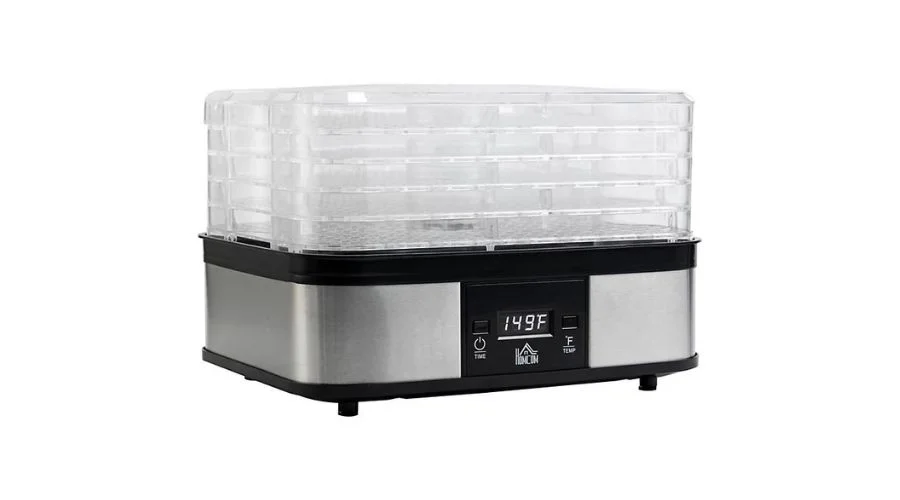 Homcom 5 Tier Food Dehydrator, 245W Food Dryer Machine with Adjustable Temperature Control, White