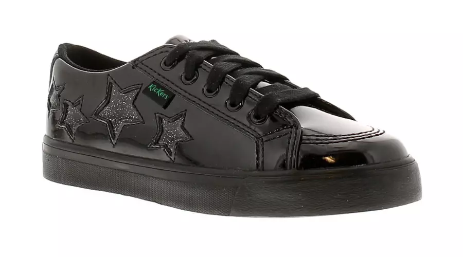 Kickers Tovni star junior girls leather school shoes in black