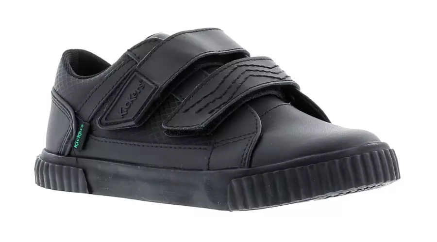 Kickers Tovni twin flex leather infant boys black school shoes