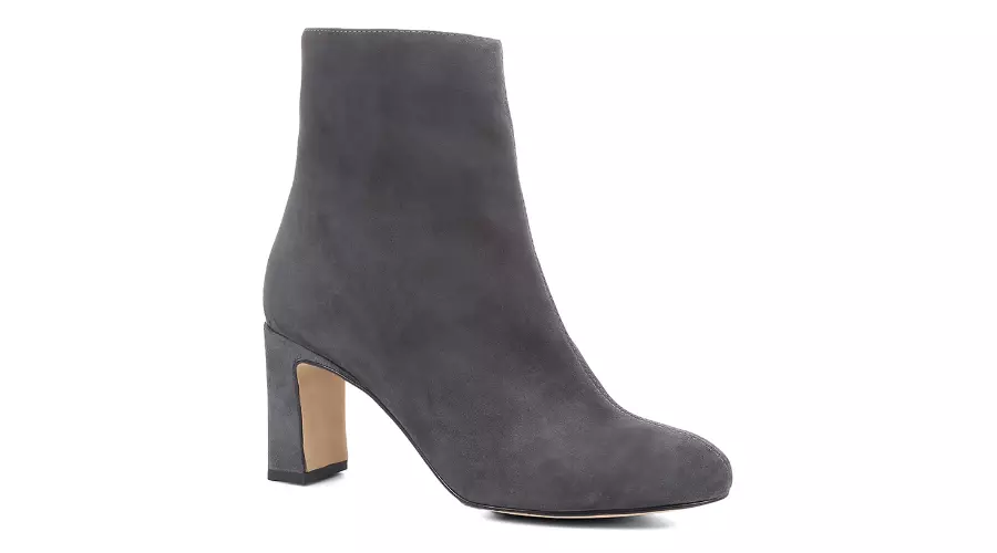 Leather Block Heel Grey Ankle Boots