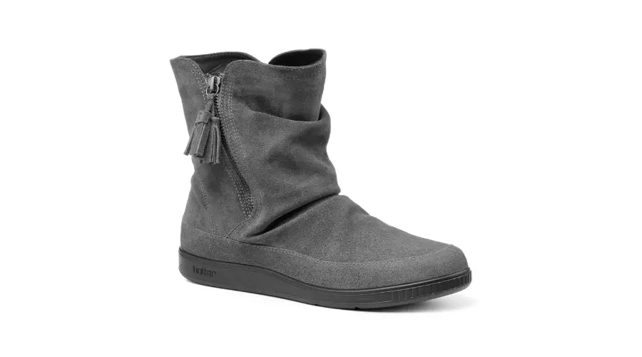 Pixie III Suede Flat Grey Ankle Boots