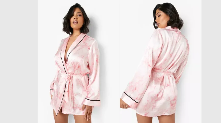 Plus Satin marble robe