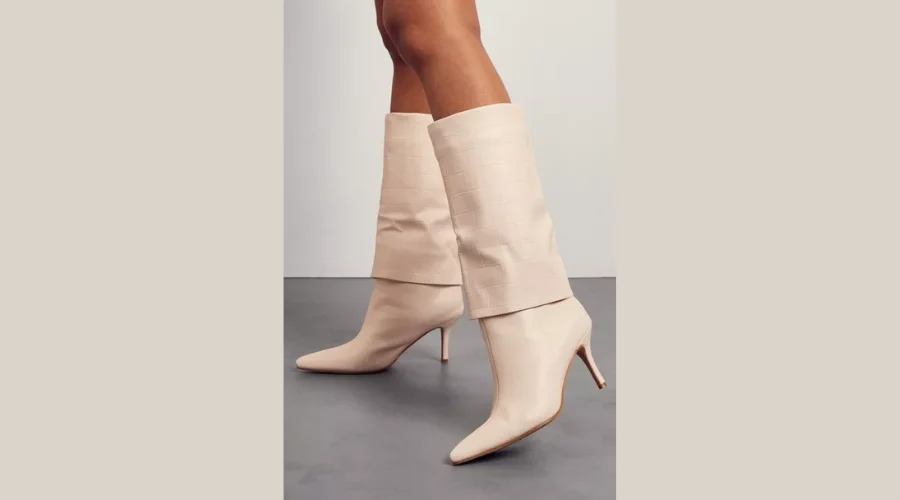 QUILTED FOLDED KNEE-HIGH BOOTS