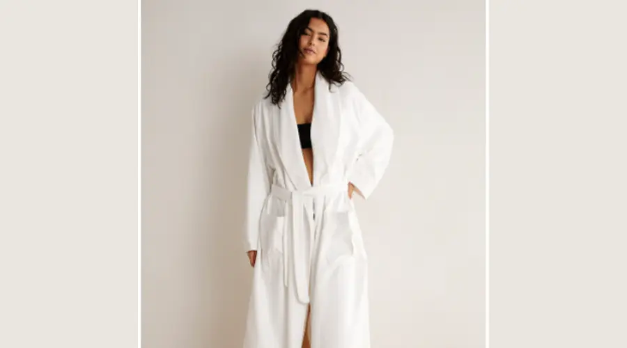 Terry lining shawl-collar white robe