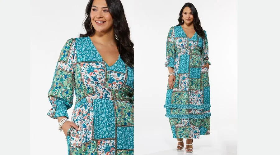 Plus Size Patchwork Floral Maxi Dress