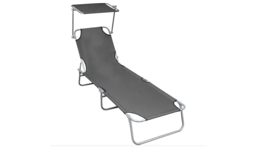 VidaXL Folding Sun Lounger with Canopy