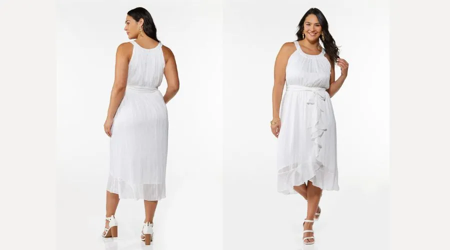 Plus Size Smocked Waist Ruffle Dress