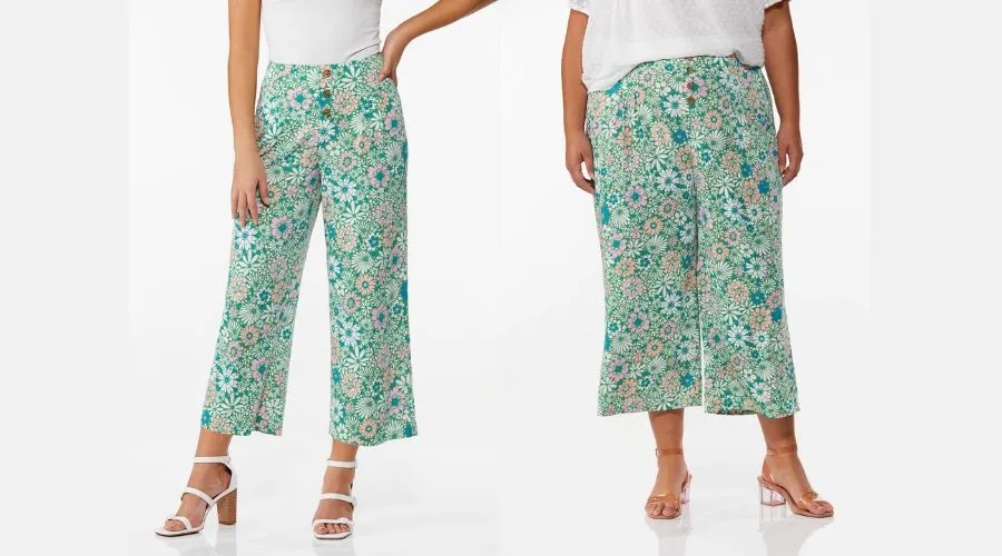 Spring Floral Cropped Pants