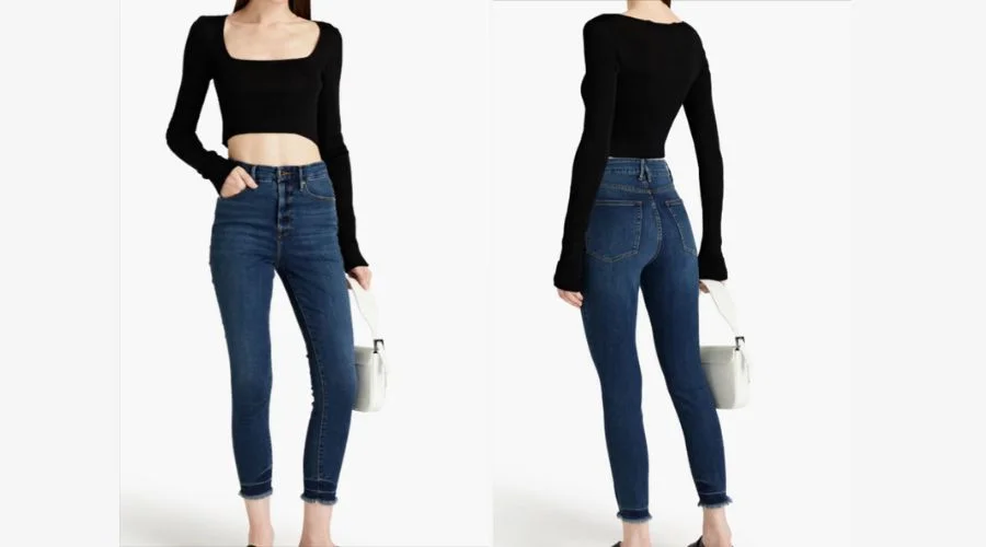 Good Waist frayed cropped high-rise skinny jeans