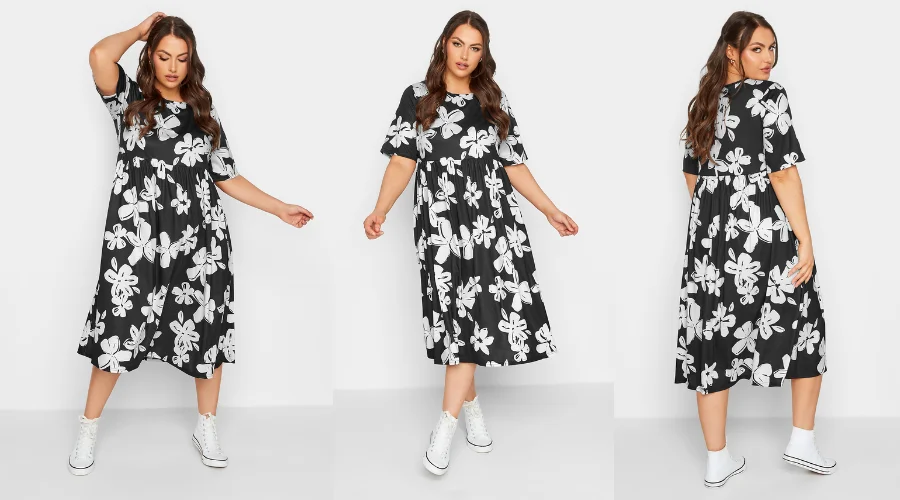 Limited Collection Curve Black Floral Print Midaxi Smock Dress
