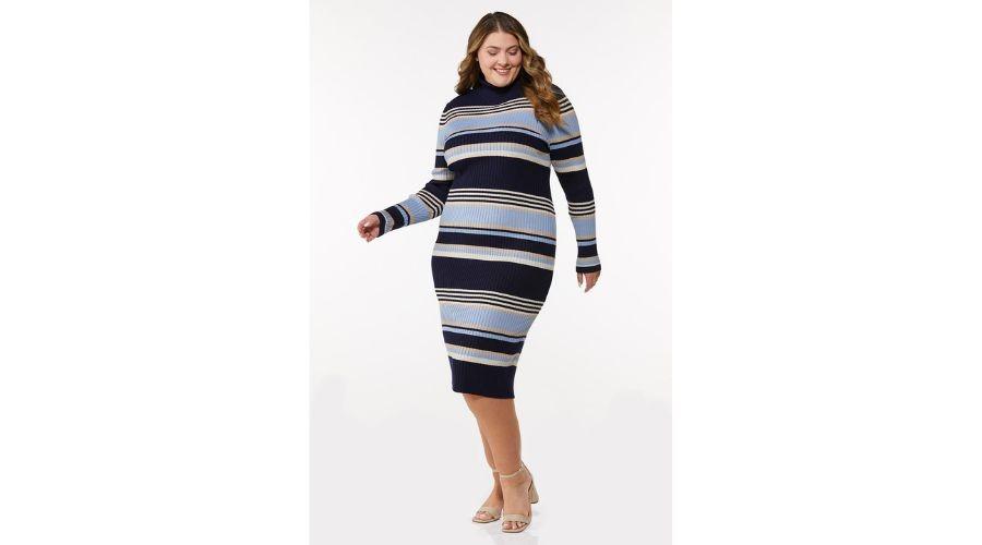 Plus size striped midi dress