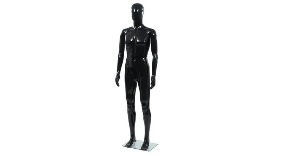 Male Mannequin with Glass Base 185 cm Shiny Black