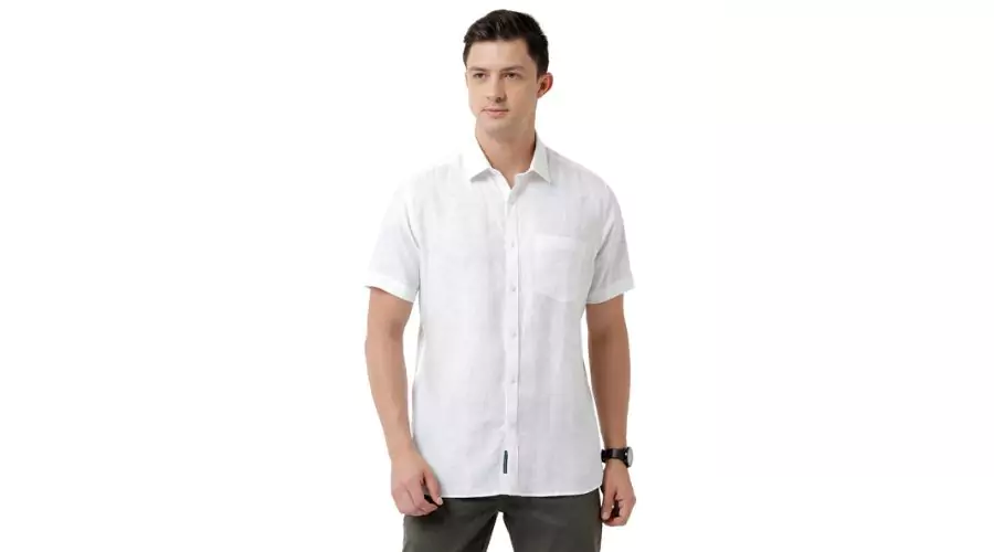 Linen Club Short-Sleeves Spread-Collar Shirt