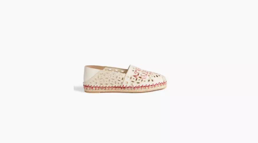 Valentino Garavani Printed Broderie Anglaise Canvas Espadrilles