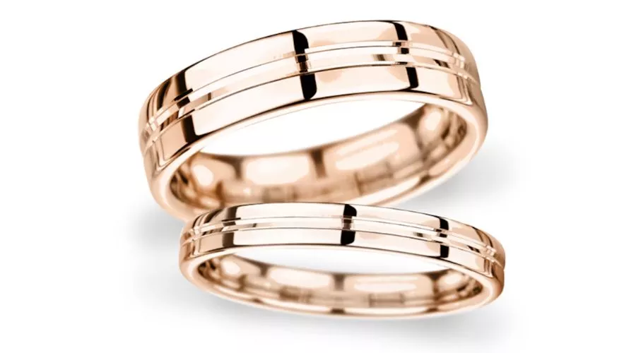 Goldsmiths 8mm Flat Court Heavy Grooved In 9 Carat Rose Gold