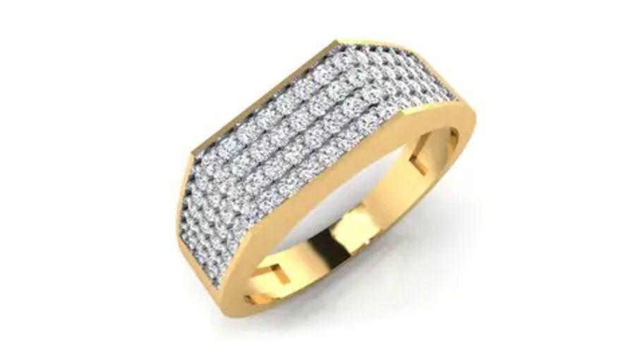 Wasima Yellow Gold Diamond-Studded Band Ring