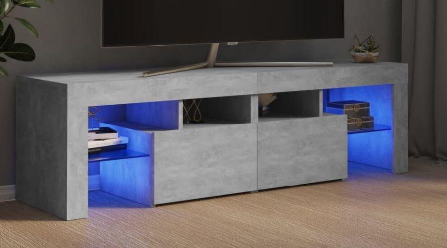 1. Vida XL TV Cabinet with LED Lights, Concrete White