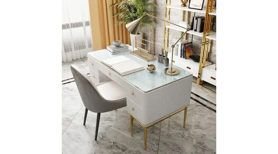 Bline Modern Executive Desk with Drawers in White 
