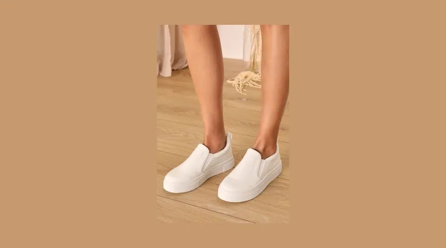 Cassay White Platform Slip-On Sneakers