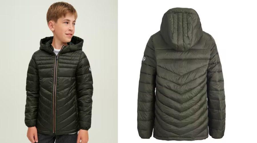 Jack & Jones Junior Khaki Hero Puffer Hood Jacket (8-16yrs) 