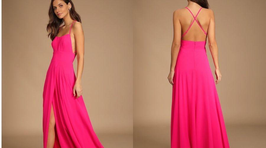 Pink Backless Maxi Dress 
