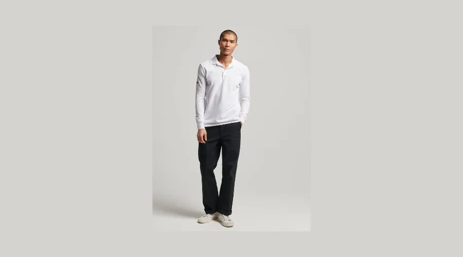 Pure Cotton Pique Long Sleeve Polo Shirt- Superdry