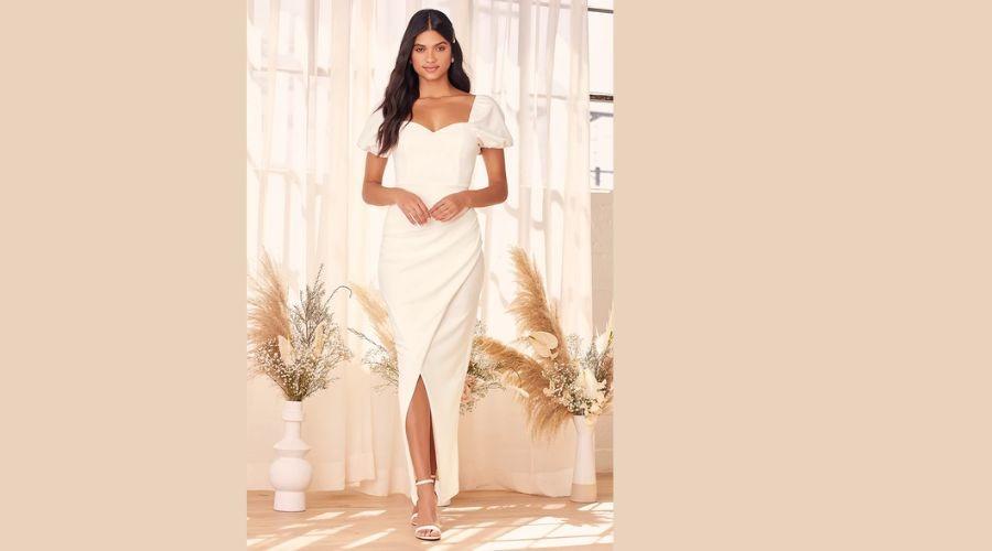 No Greater Love White Puff Sleeve Maxi Dress
