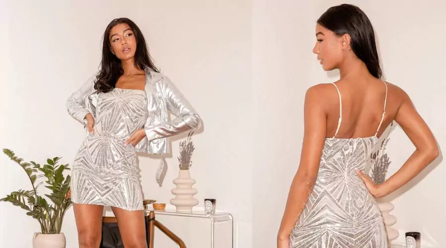 Lost In Your Eyes Silver Sequin Bodycon Mini Dress