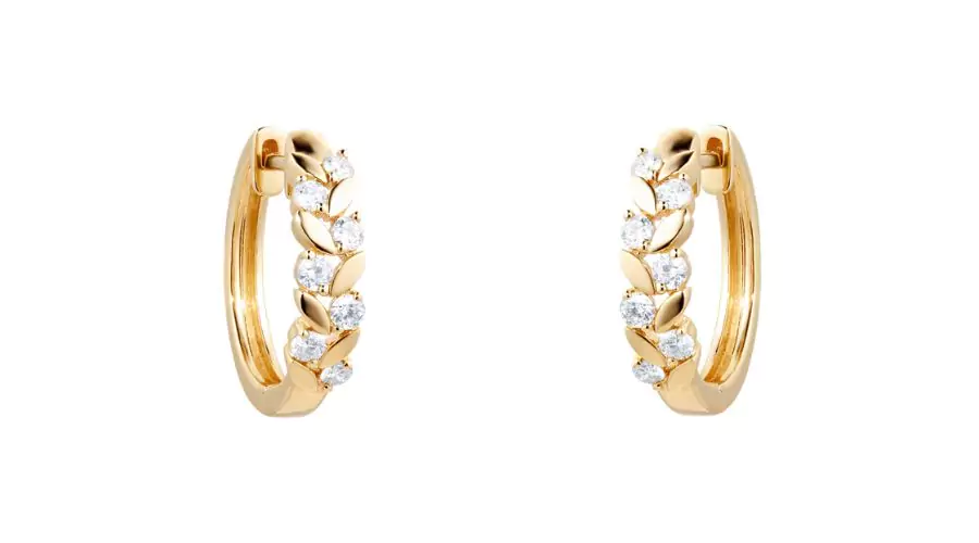 GOLDSMITHS 9ct Yellow Gold 0.35ct Floral Hoop Earrings