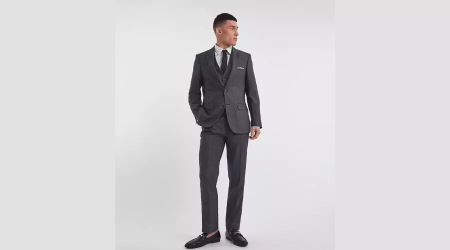 Charcoal Regular Fit Stretch Suit Trouser