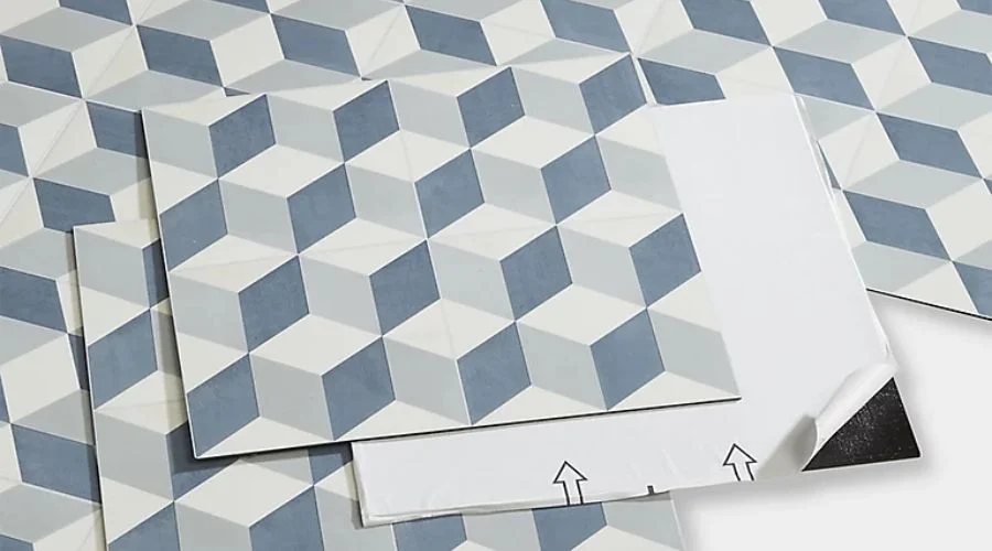 GoodHome Poprock Blue Geometric Mosaic Effect Self-Adhesive Vinyl tile