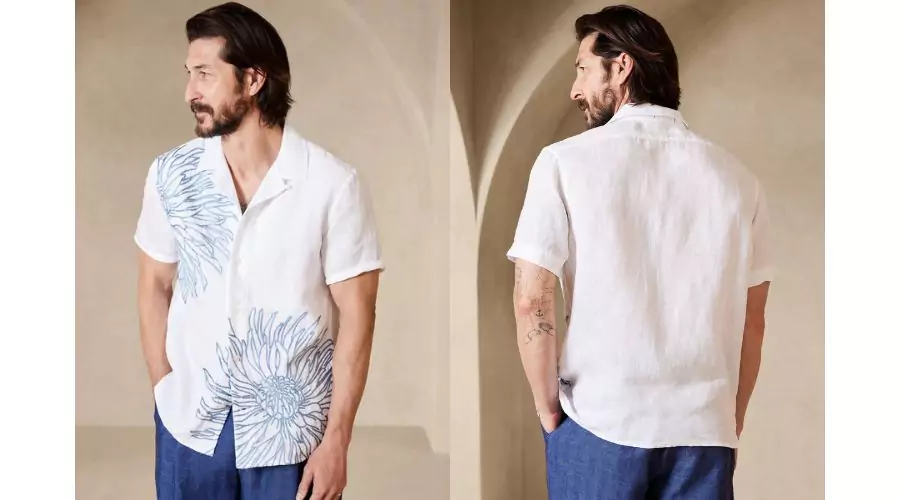 Louis Embroidered Linen Resort Shirt