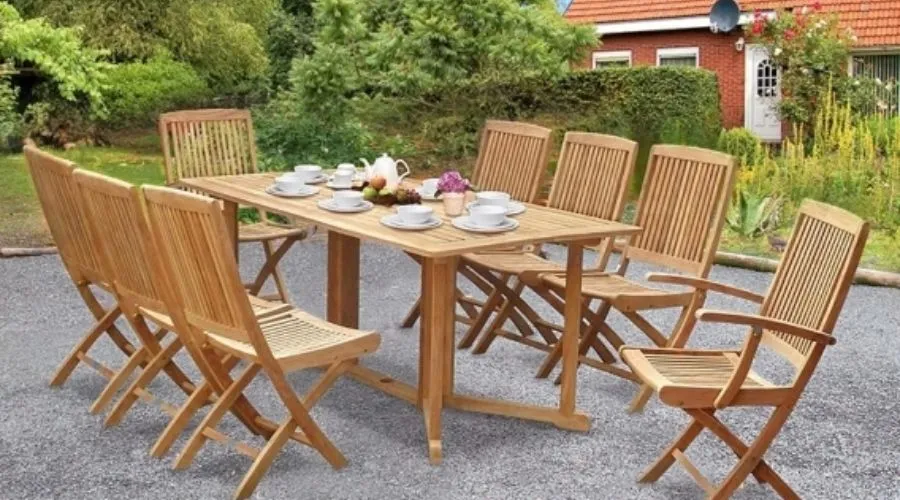 Honey Brown Wooden Deluxe Garden Dining Set