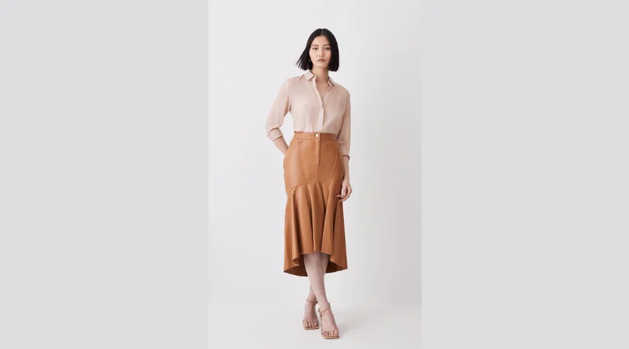 Leather High Low Peplum Skirt