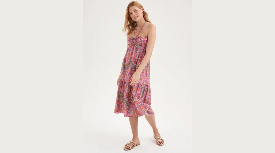 Multicoloured Paisley Print Bandeau Dress